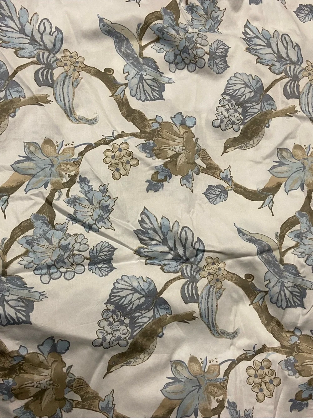 SFERRA Mystic Bird Duvet Cover Queen Blue Taupe Bird Floral Pima Cotton Rare 94”